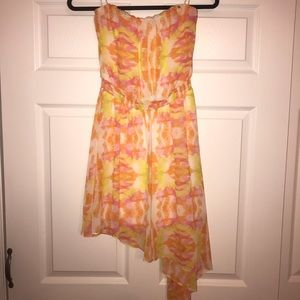 High low strapless floral dress from Guess